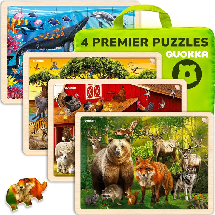 Set of 4 Wooden Puzzles Ages 3-8