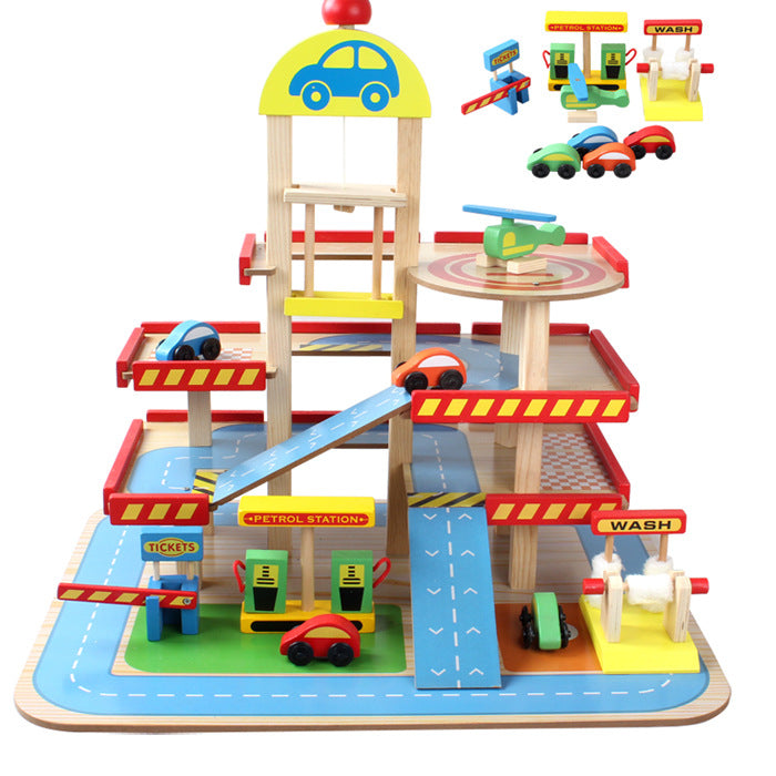 Wooden Three-Story Car Park Toy