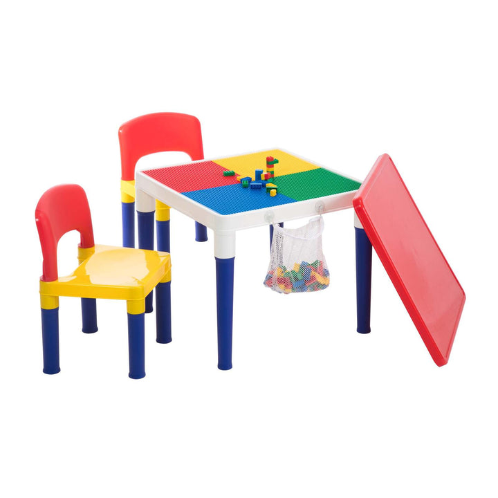 2-in-1 Table & Chairs Set w/ 100 Blocks