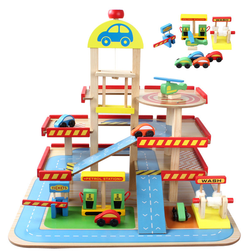 Wooden Three-Story Car Park Toy