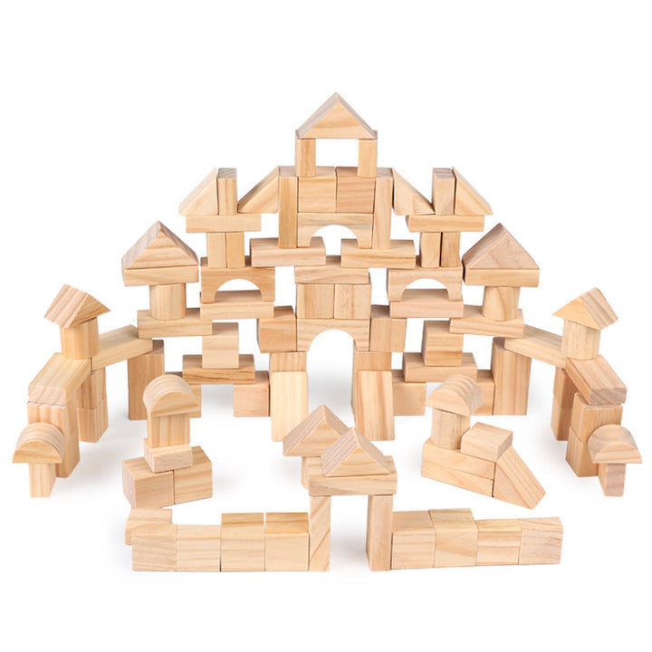 Eco-Friendly Wooden Toy Set: 100 Pine Building Blocks