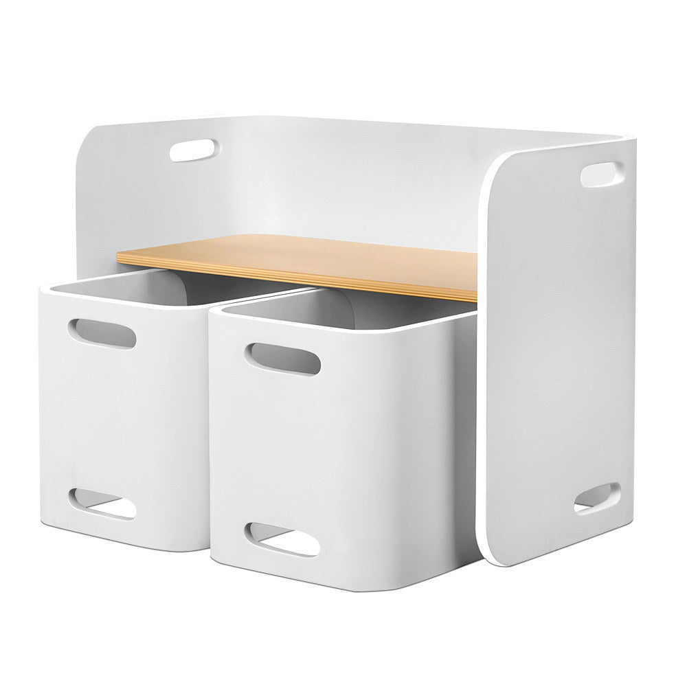 3 PC Nordic Table White Desk Compact