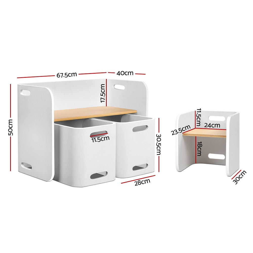 3 PC Nordic Table White Desk Compact