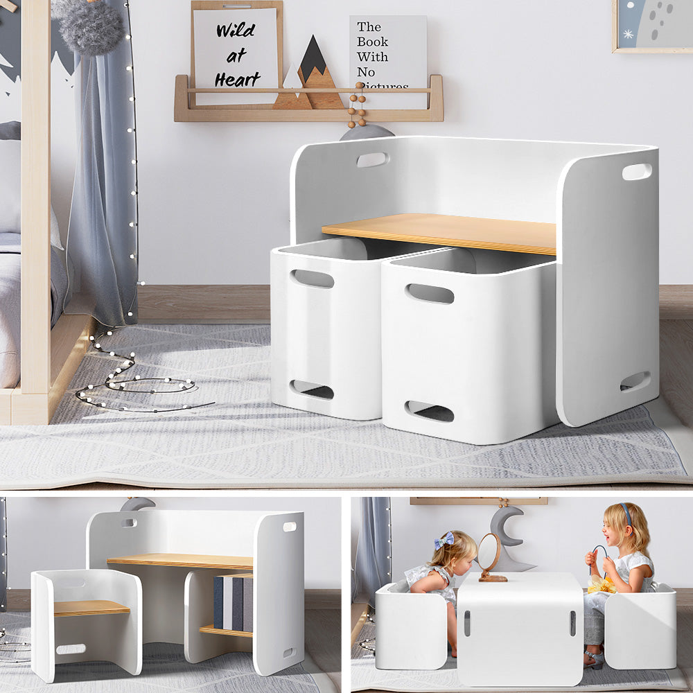 3 PC Nordic Table White Desk Compact