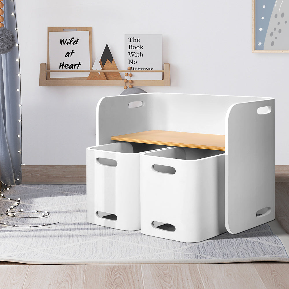 3 PC Nordic Table White Desk Compact
