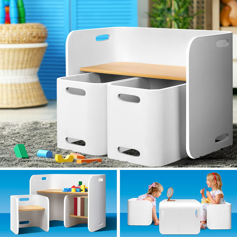 3 PC Nordic Table White Desk Compact