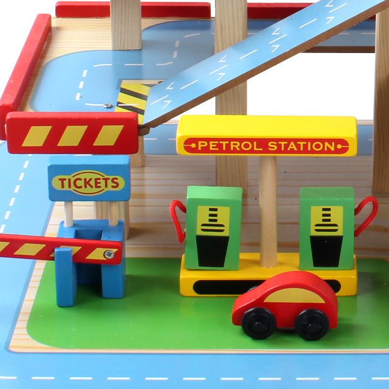 Wooden Three-Story Car Park Toy