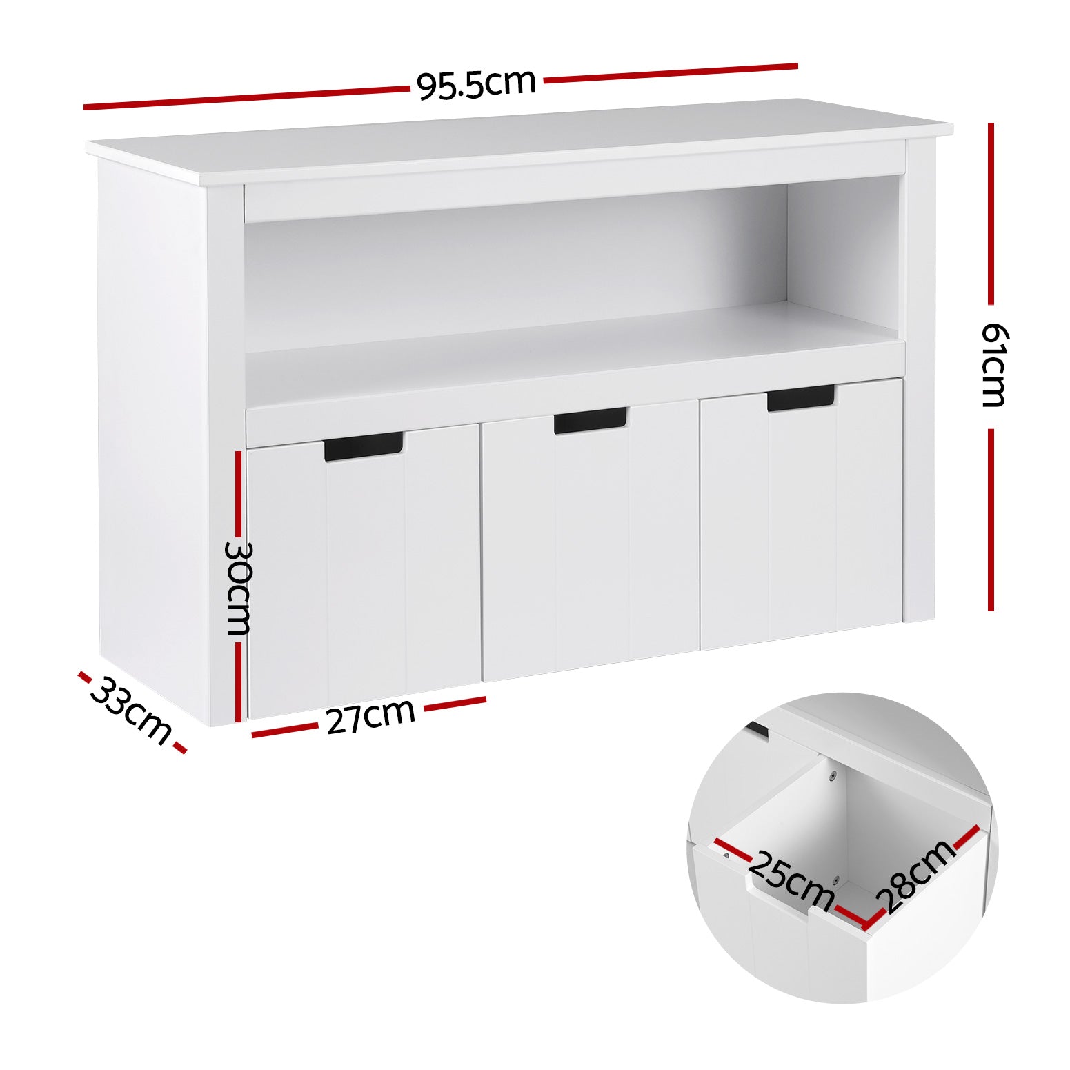 Bookshelf 3 Drawers Storage Organiser