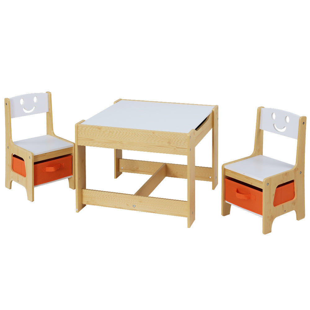 3 PCS Kids Table and Chairs Chalkboard Desk