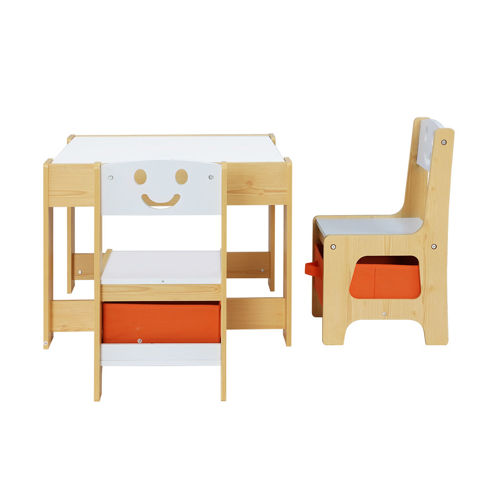 3 PCS Kids Table and Chairs Chalkboard Desk