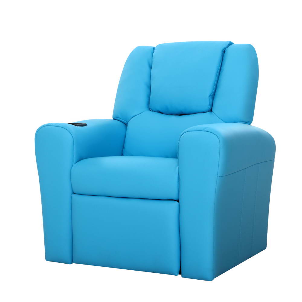 Kids Recliner Chair Blue PU Leather