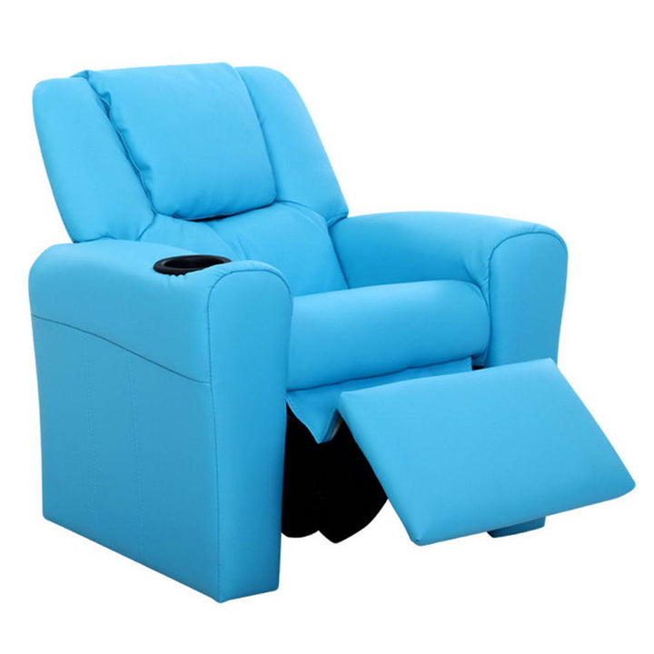 Kids Recliner Chair Blue PU Leather