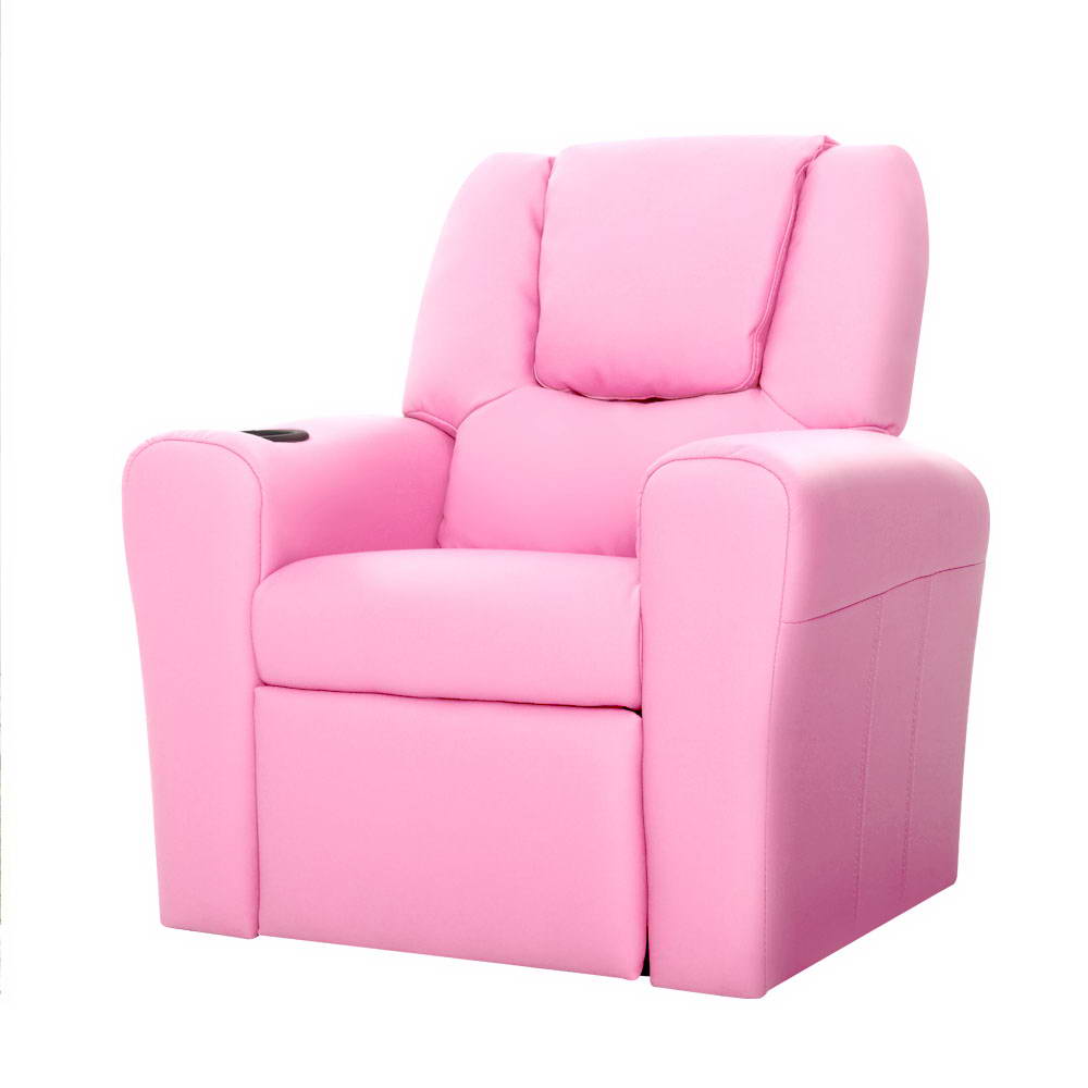 Kids Recliner Pink PU Leather