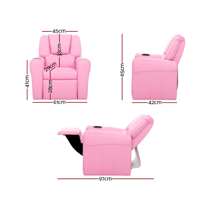 Kids Recliner Pink PU Leather