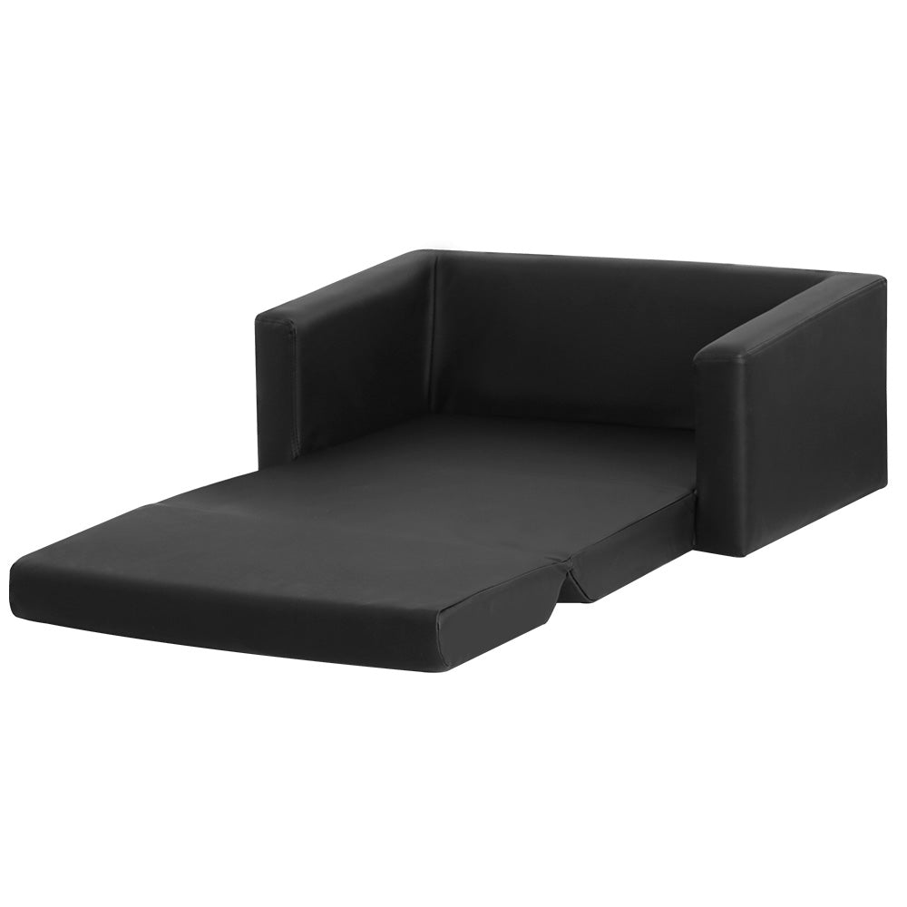 Sofa 2 Seater Chair Flip Open Couch Black