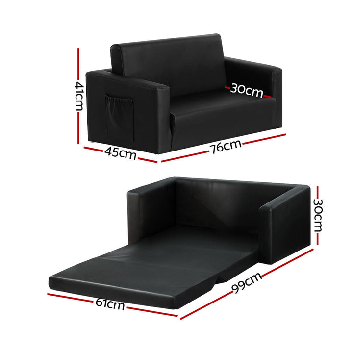 Sofa 2 Seater Chair Flip Open Couch Black