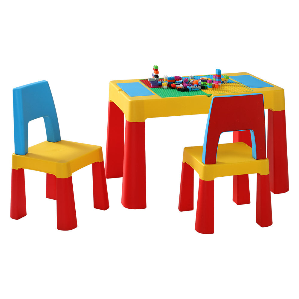 3 PCS Kids Table and Chairs Chalkboard Desk