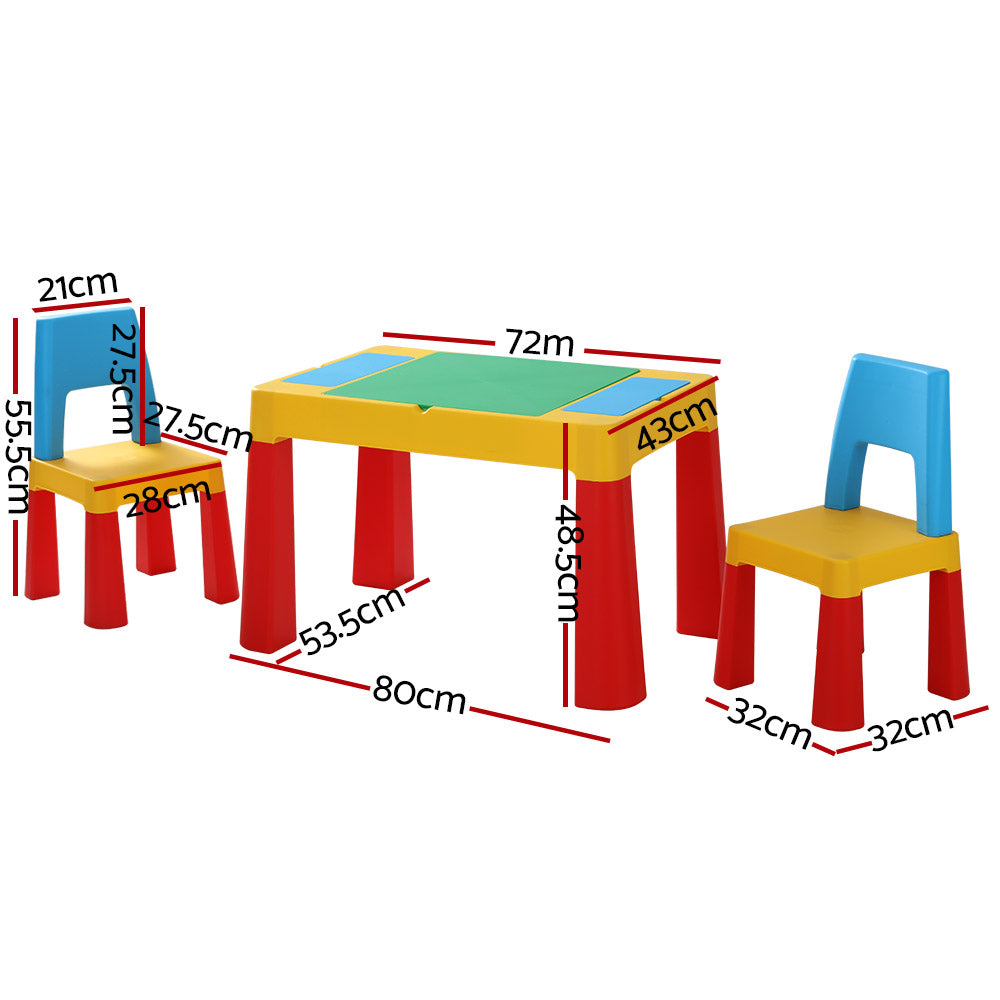 3 PCS Kids Table and Chairs Chalkboard Desk