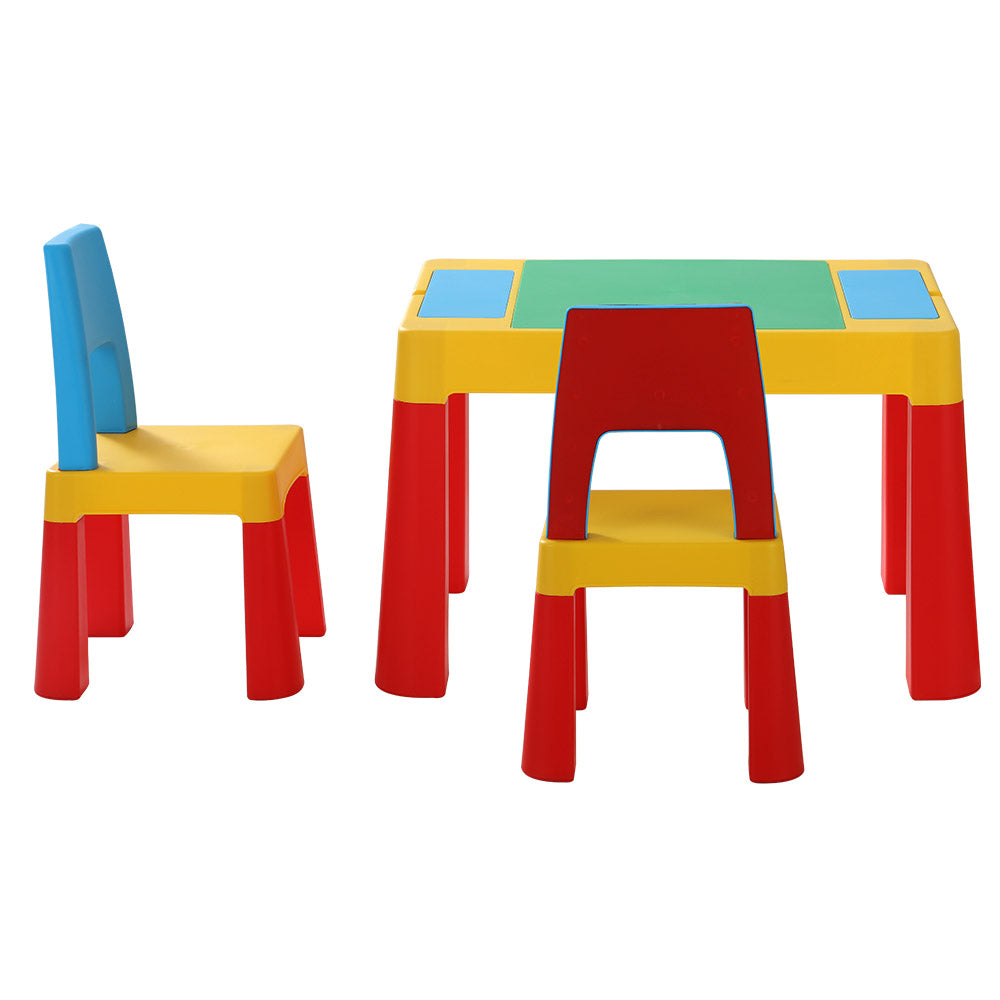 3 PCS Kids Table and Chairs Chalkboard Desk