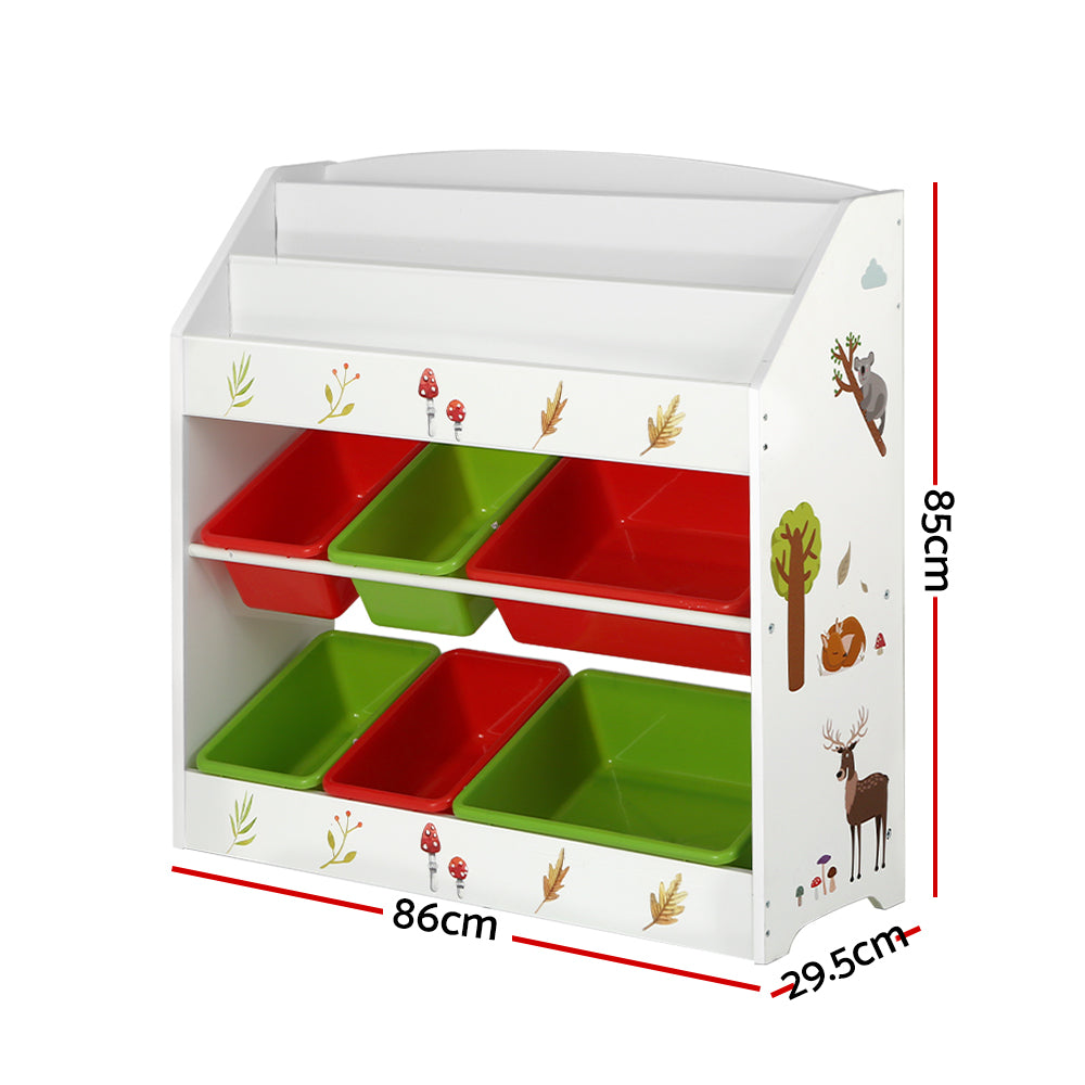 Bookshelf Toy Organiser 6 Bins