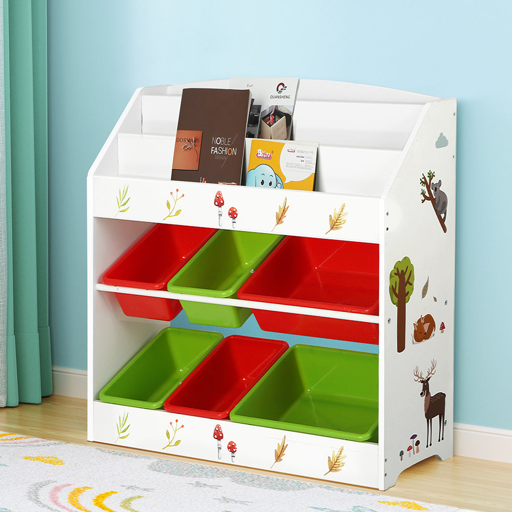 Bookshelf Toy Organiser 6 Bins