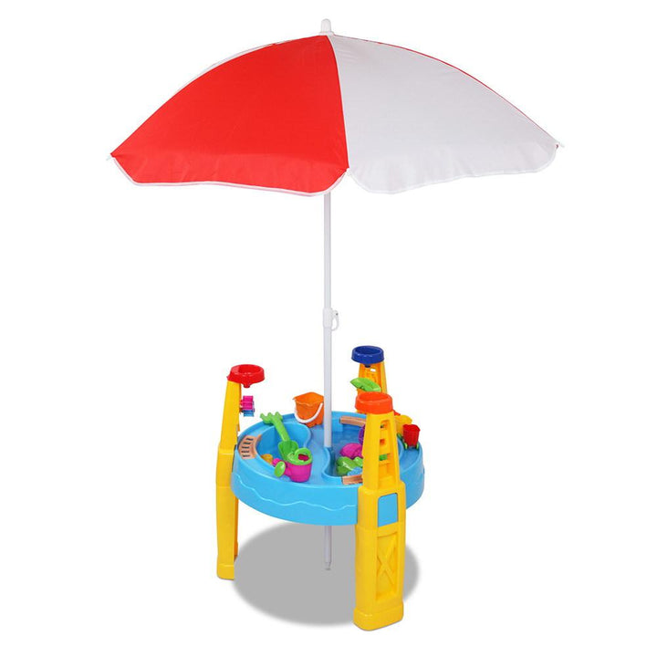 Kids Sandpit Pretend Play Set Water Sand Table Children Outdoor Toy Umbrella