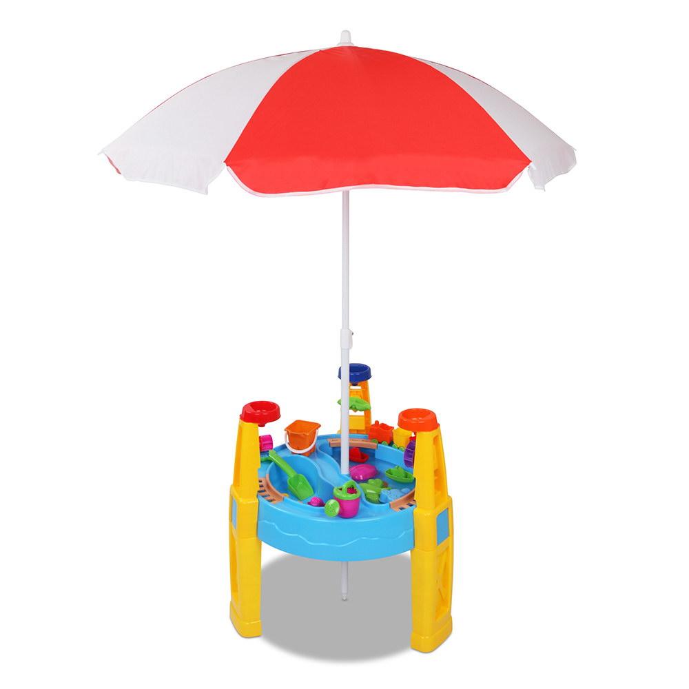 Kids Sandpit Pretend Play Set Water Sand Table Children Outdoor Toy Umbrella