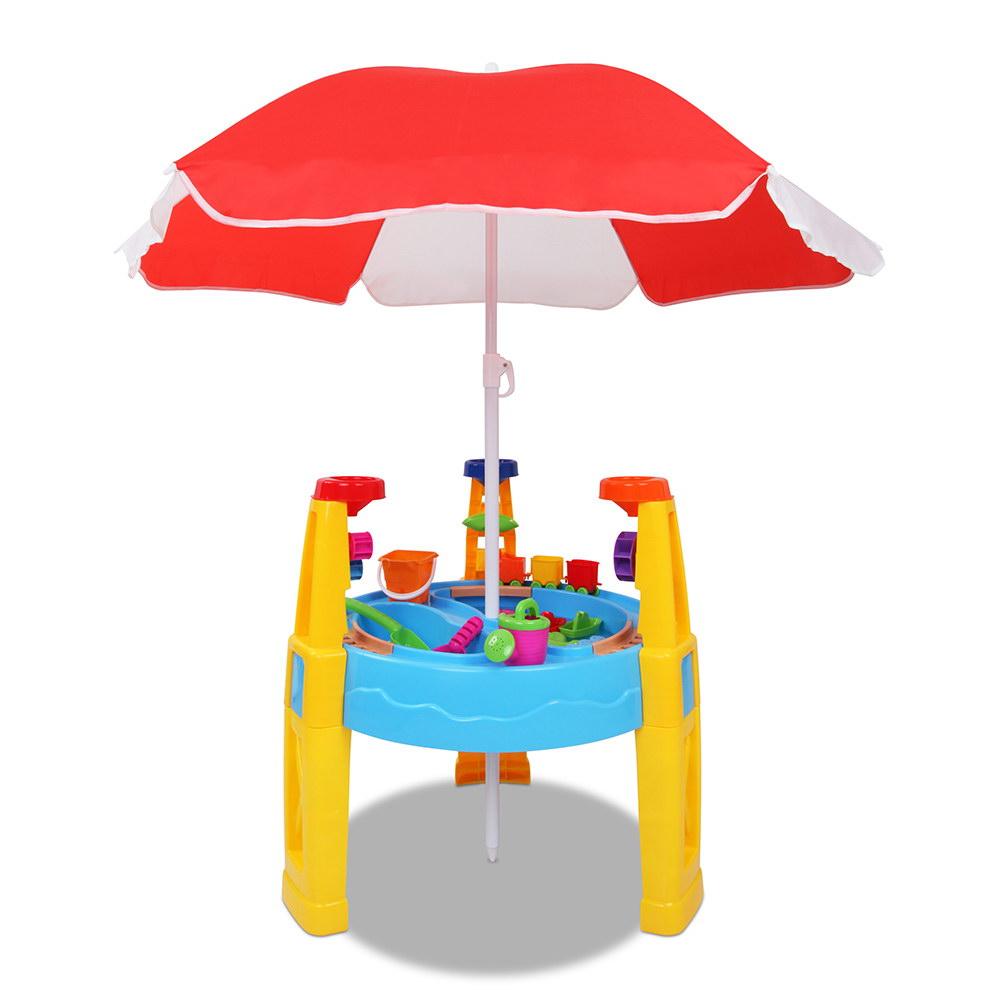 Kids Sandpit Pretend Play Set Water Sand Table Children Outdoor Toy Umbrella