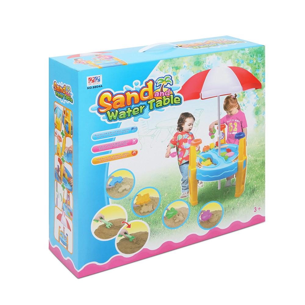 Kids Sandpit Pretend Play Set Water Sand Table Children Outdoor Toy Umbrella