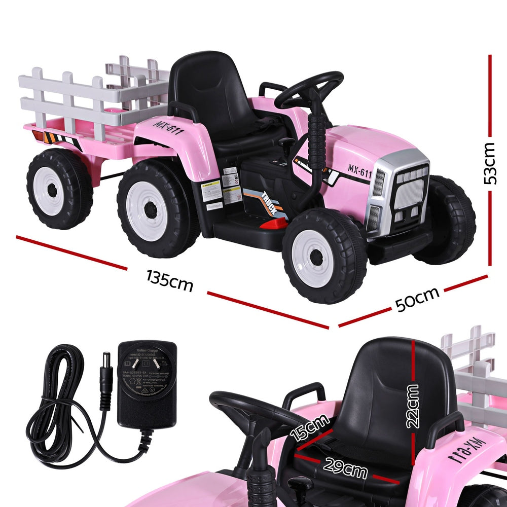 Rigo Kids Electric Ride On Tractor Pink