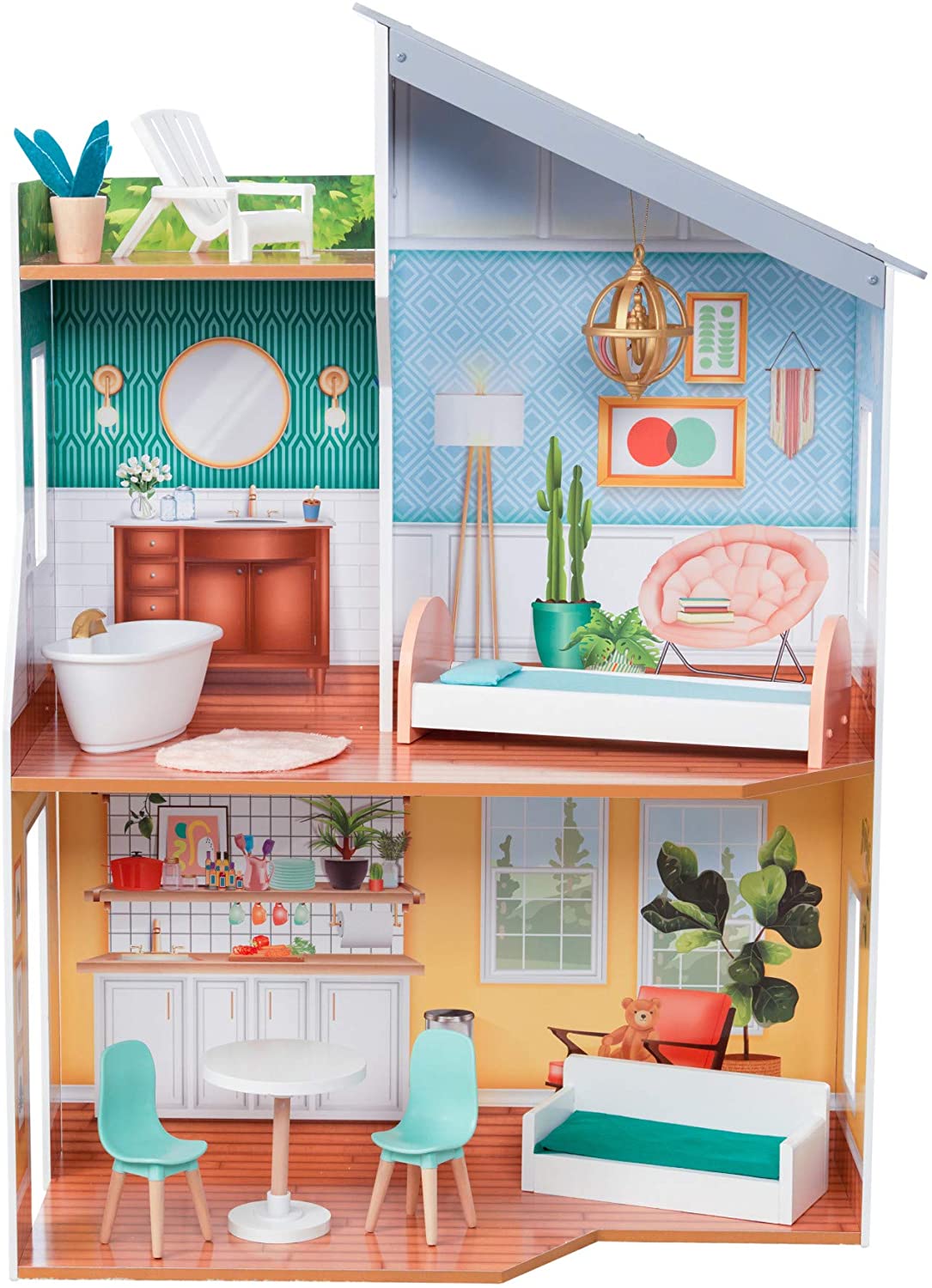 Wooden Dollhouse with Furnitures