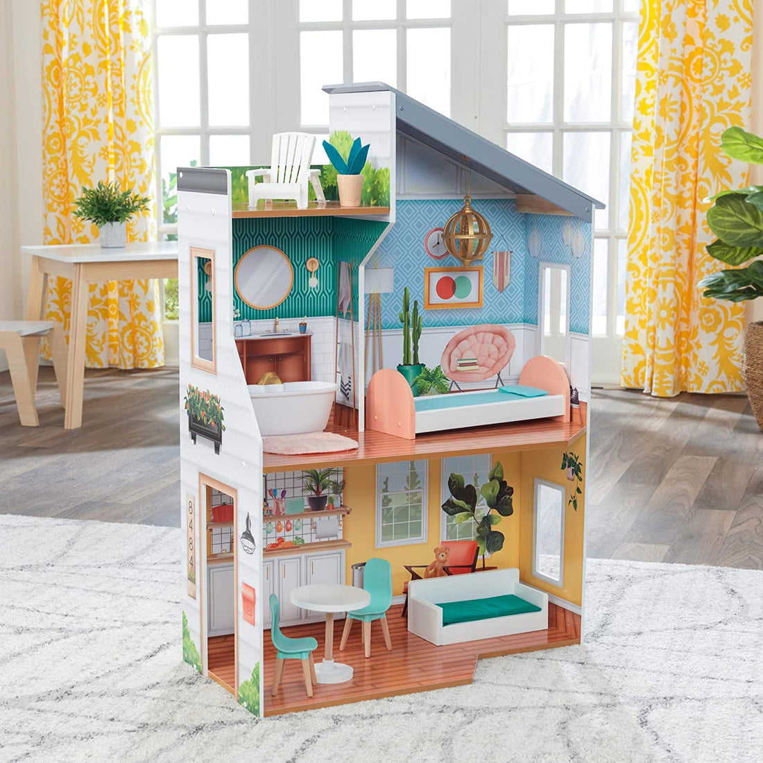 Wooden Dollhouse with Furnitures