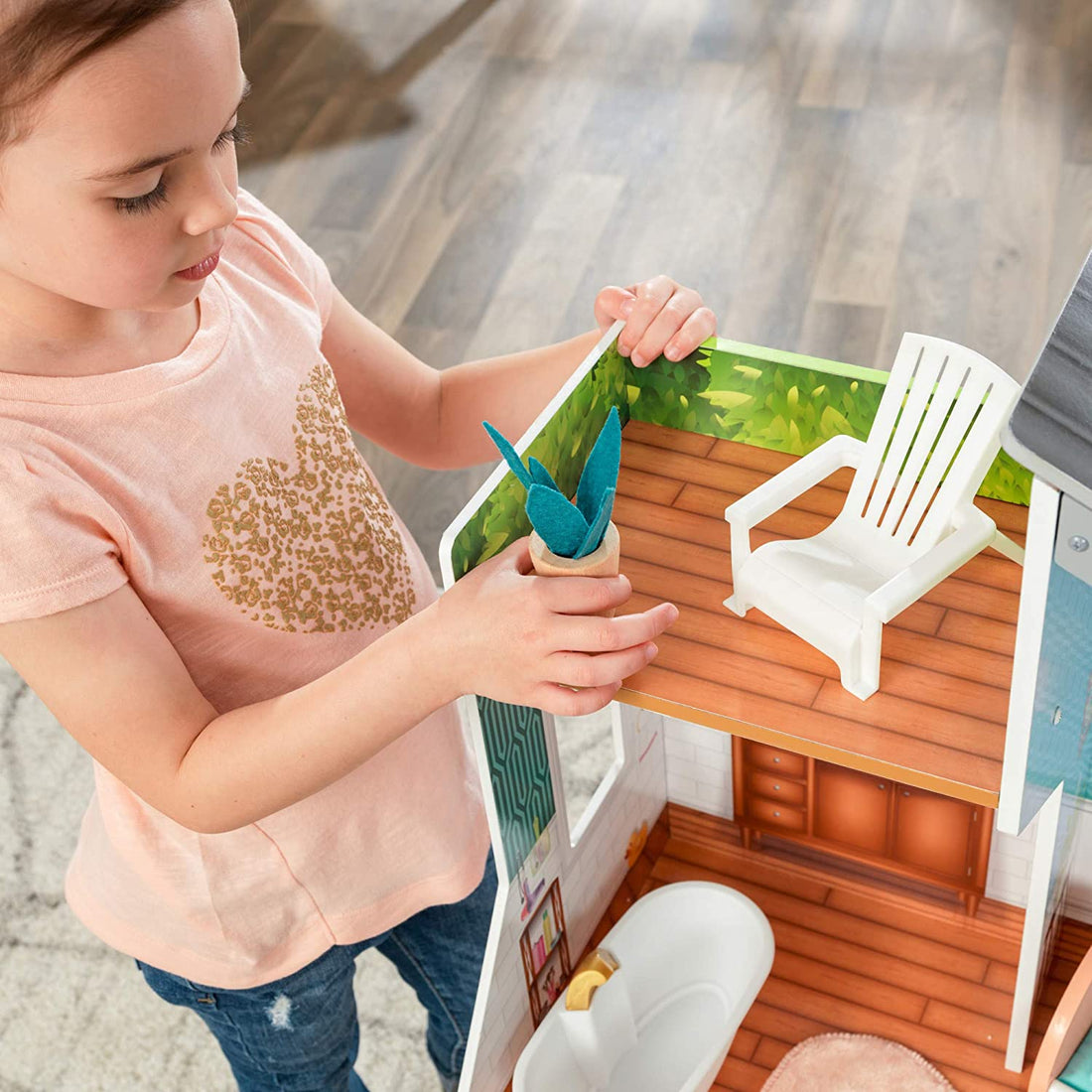 Wooden Dollhouse with Furnitures