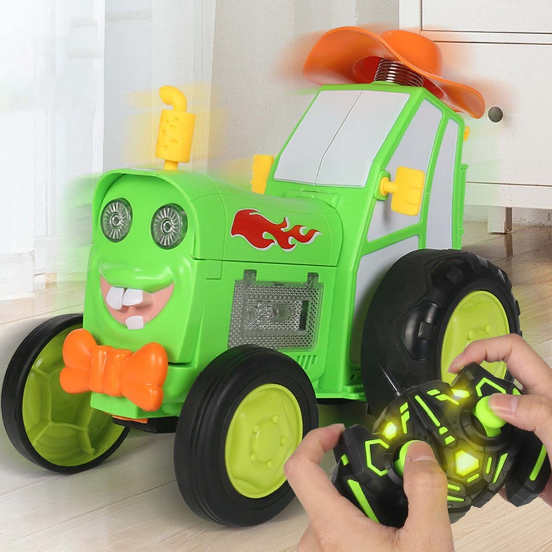 Green Crazy Jumping Car with Light Music Remote Control