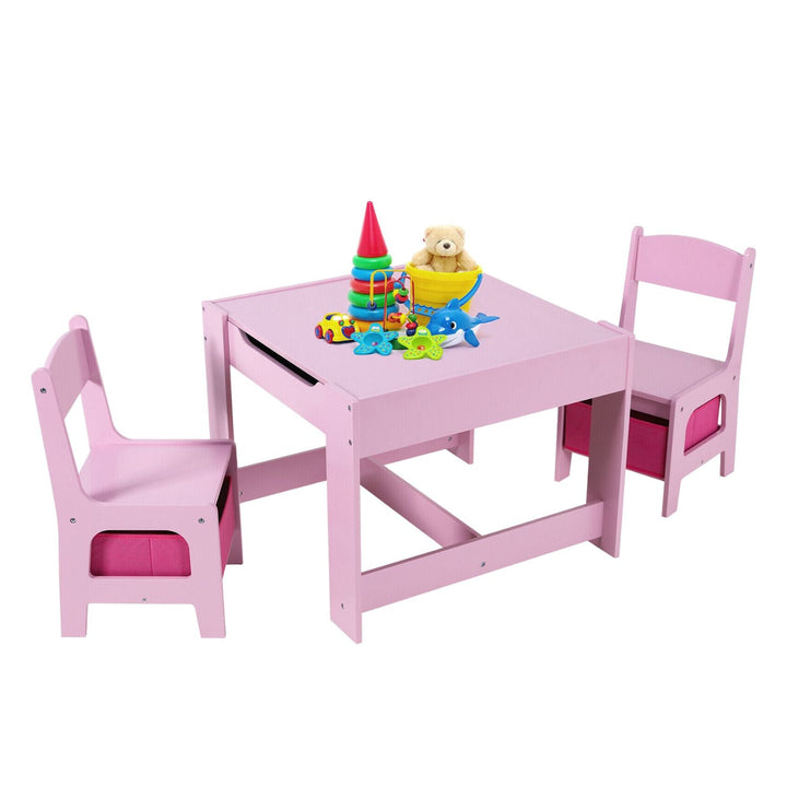 3 PCS Table & Chairs with Chalkboard Pink