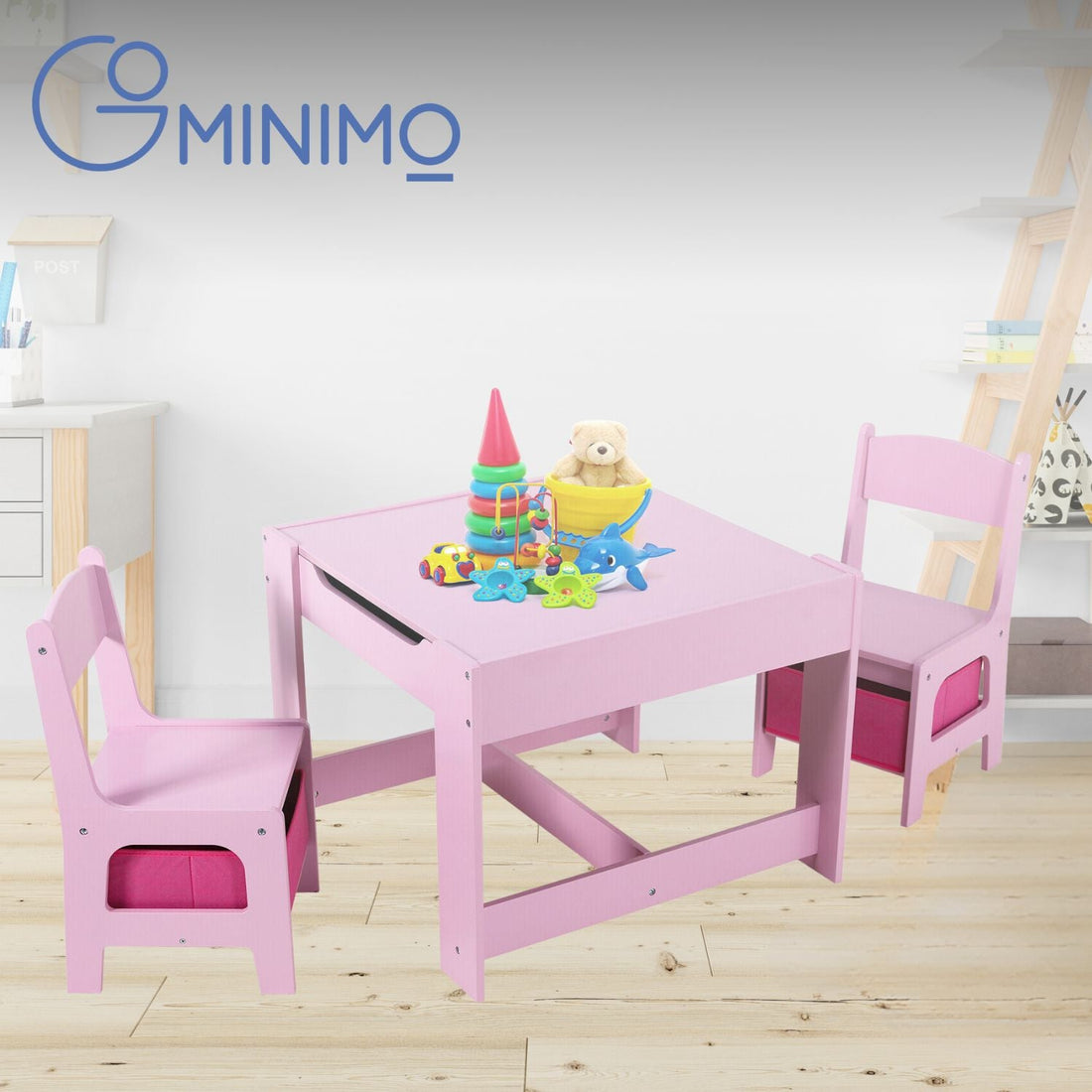 3 PCS Table & Chairs with Chalkboard Pink