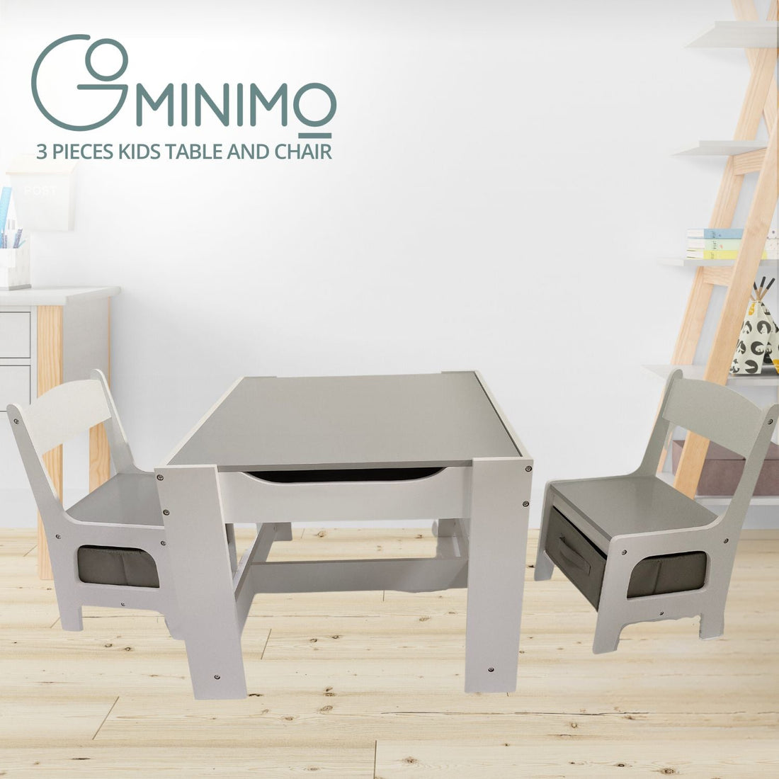 3 PCS Table & Chairs with Chalkboard