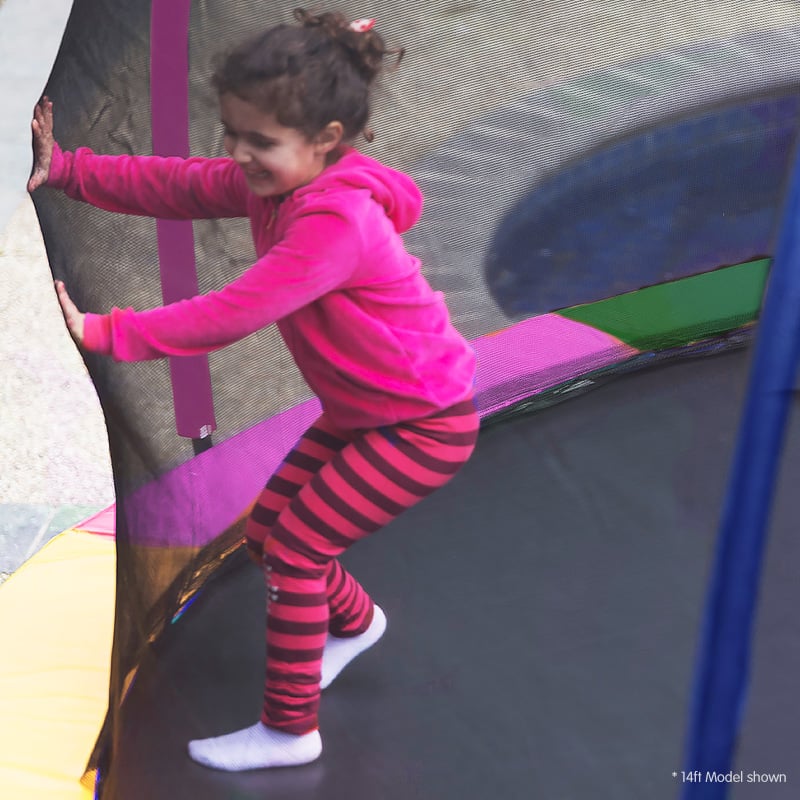 6 ft. Trampoline Ladder Spring Mat Basketball Set - Rainbow