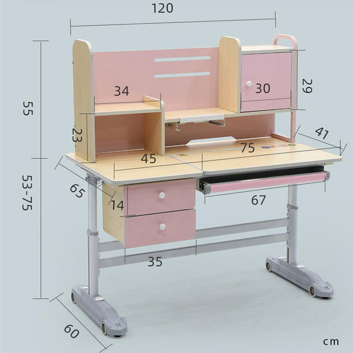 Height Adjustable Study Desk Pink