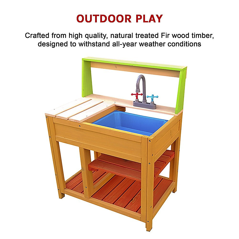 Children’s Outdoor Play Mud Kitchen Sand Pit with Display Shelf