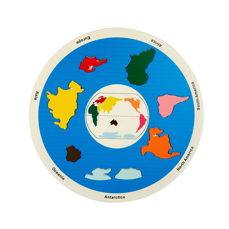 Seven Continents 1.05 Educational Wooden Cognitive Matching Puzzle Toy for Kids Early Learning and Fine Motor Skill Development, Durable Preschool Accessory