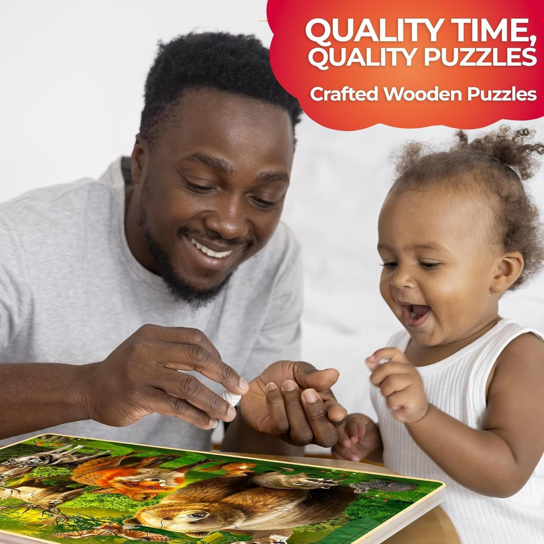 Set of 4 Wooden Puzzles Ages 3-8